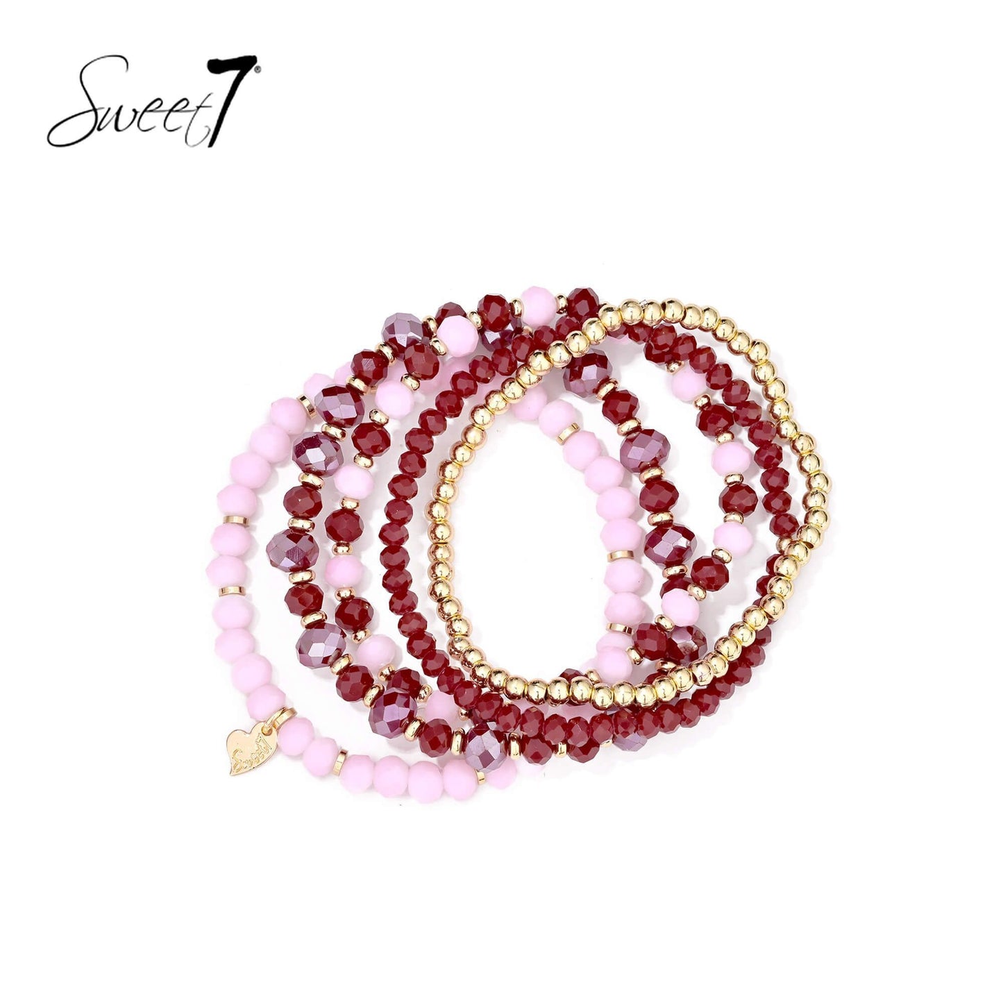 Sweet7 armbanden set - rood/roze