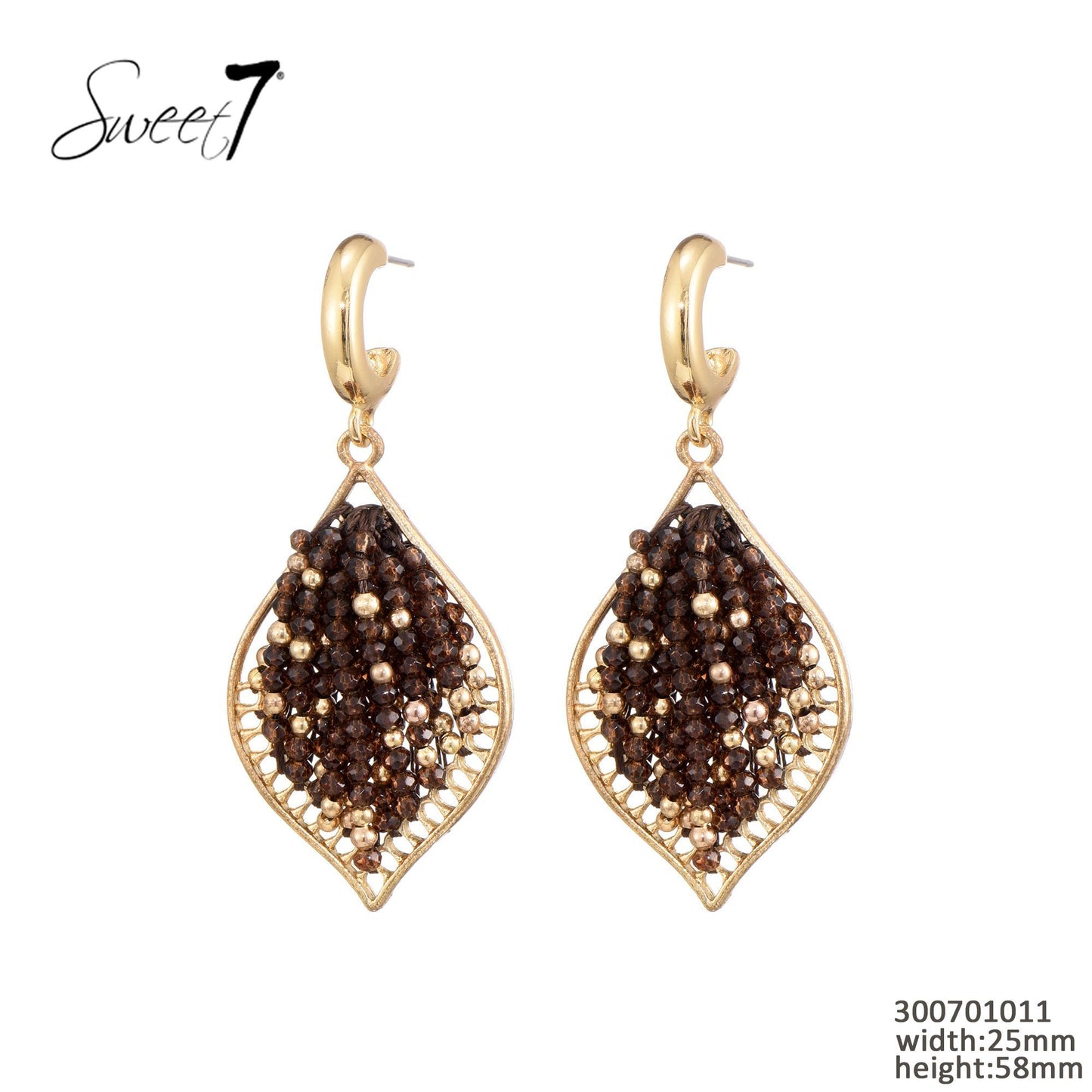 Sweet7 oorbellen - bruin/goud