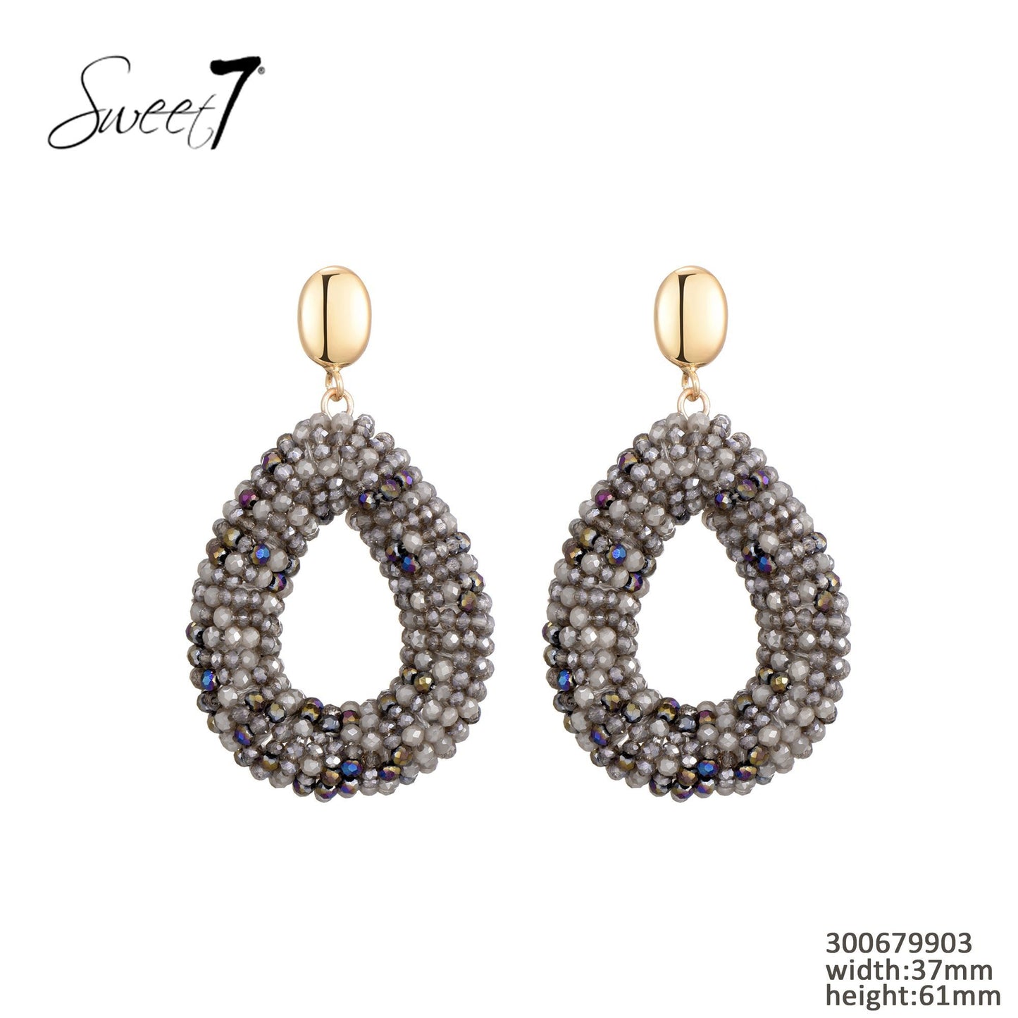 Sweet7 oorbellen - grijs/goud