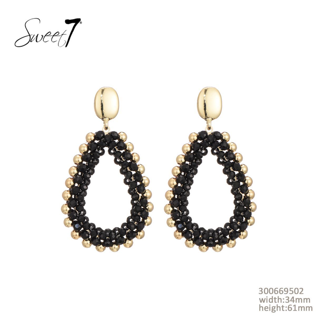 Sweet7 oorbellen - zwart/goud