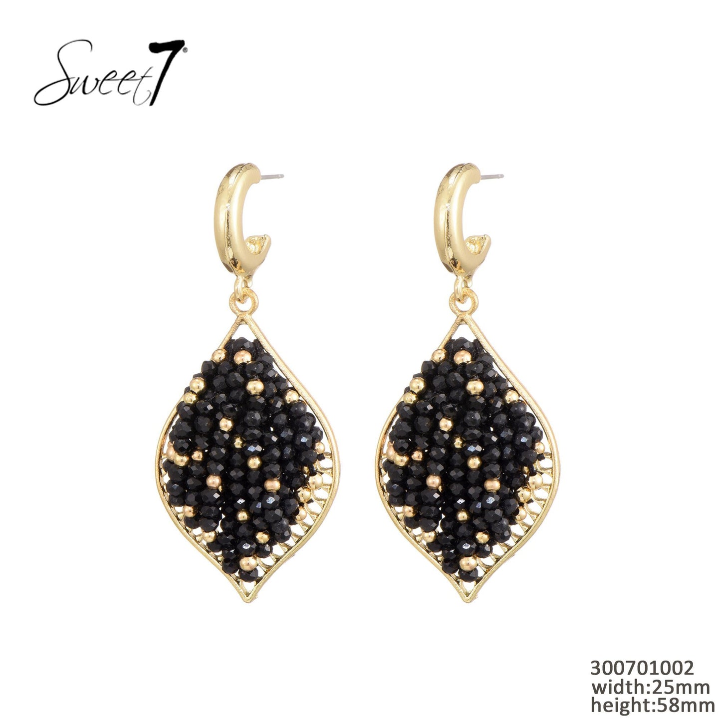 Sweet7 oorbellen - zwart/goud
