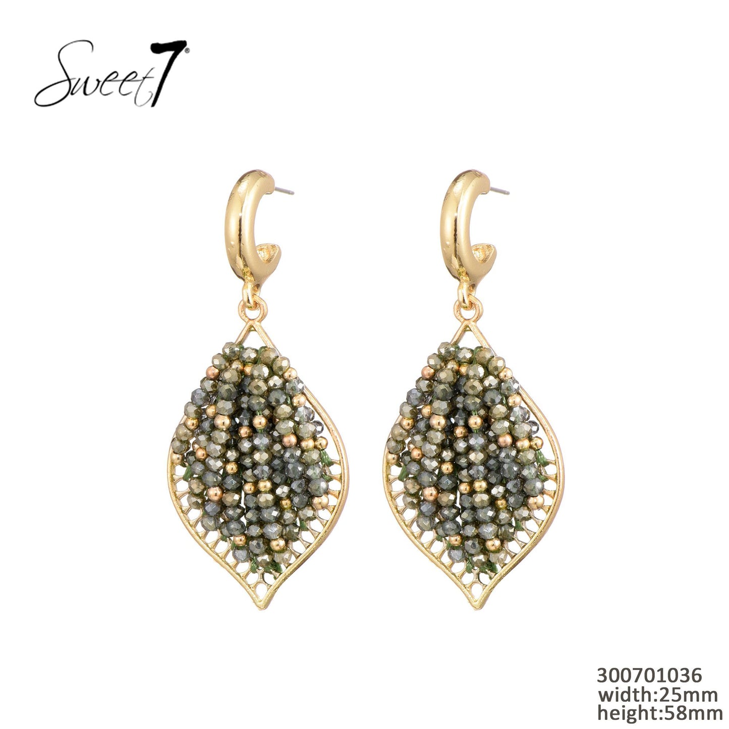 Sweet7 oorbellen - groen/goud