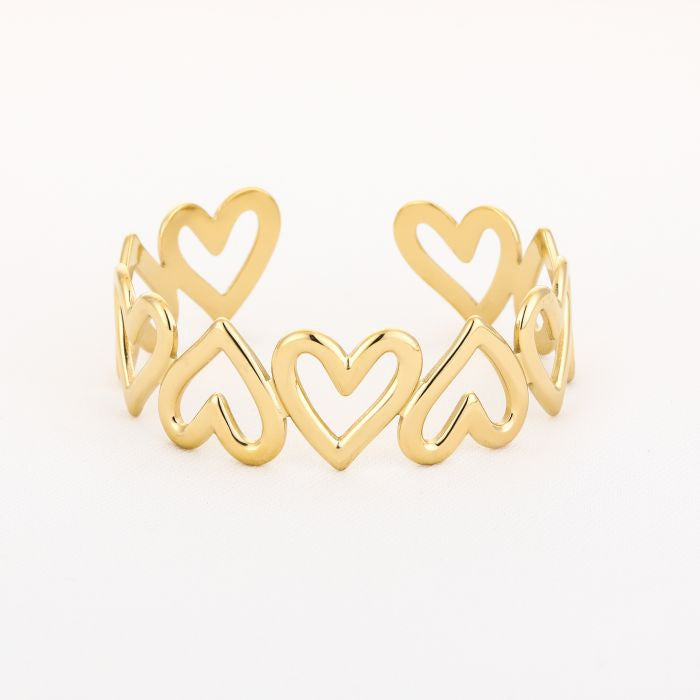 Hartjes bangle armband - goud