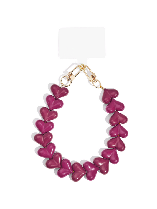 Dubbele hart telefoonkoord - donkerpaars