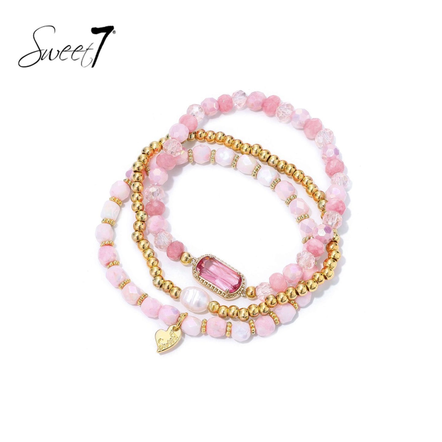 Sweet7 armbanden set - roze