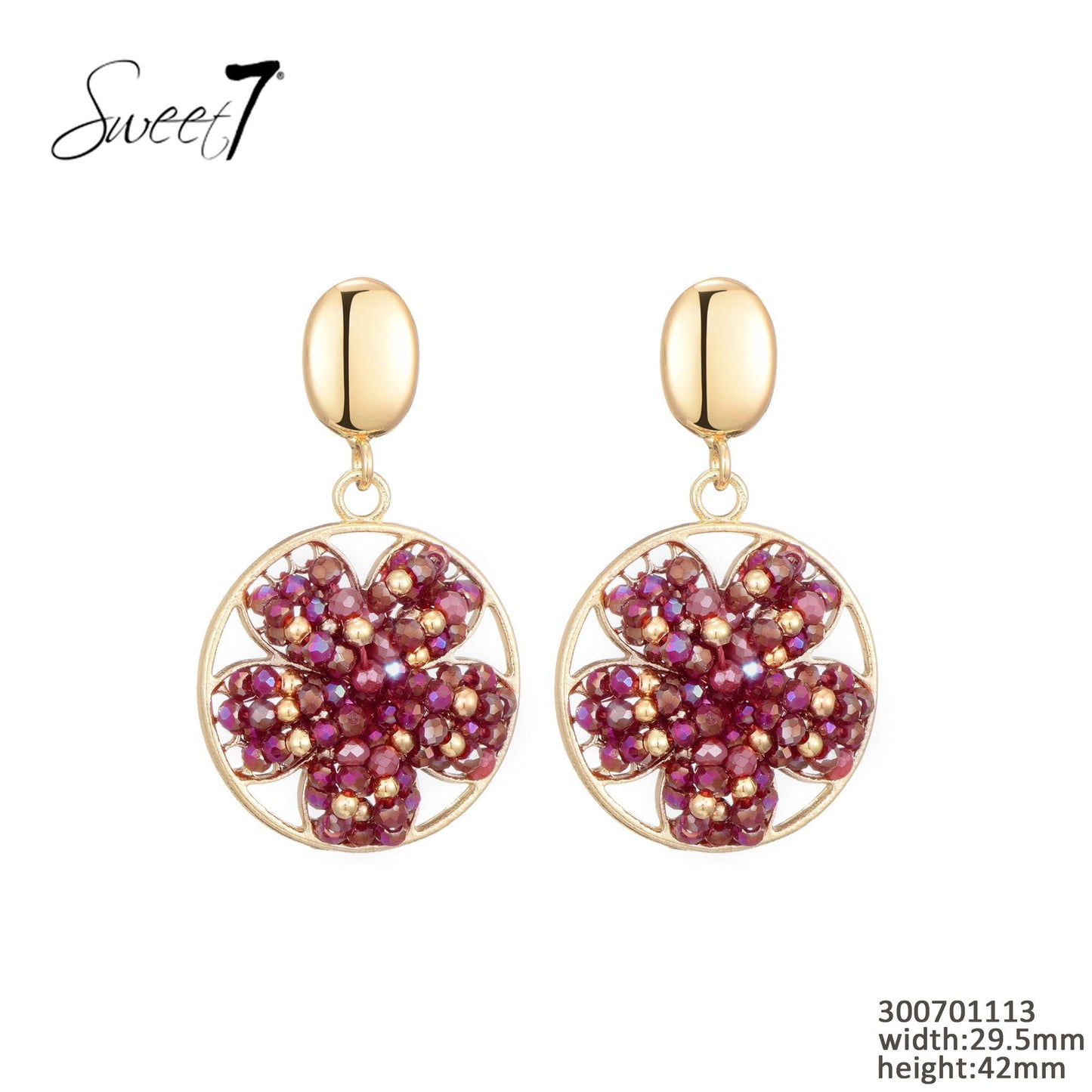 Sweet7 oorbellen - rood/goud