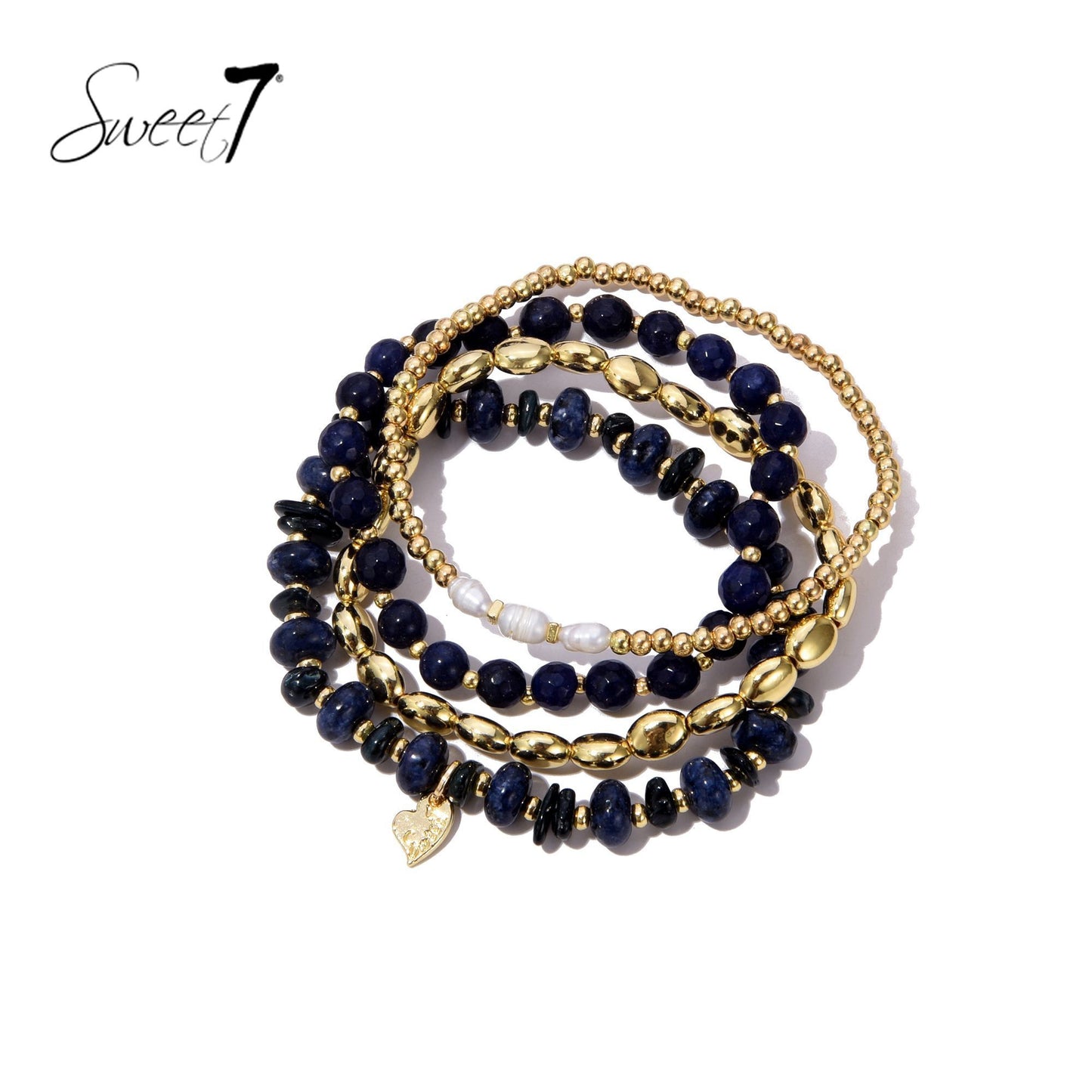 Sweet7 armbanden set blauw/goud