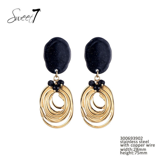 Sweet7 oorbellen - zwart/goud