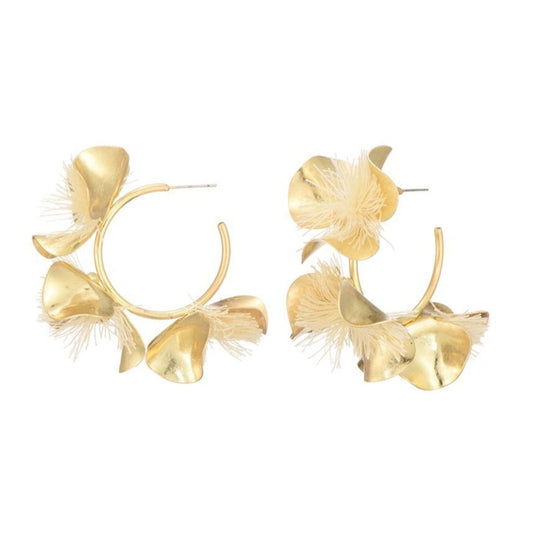 Creool bloem met kwast - beige