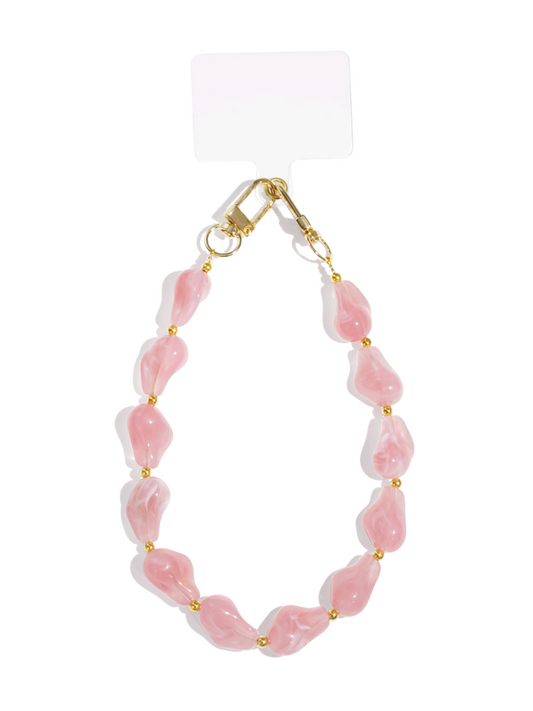 Kralen telefoonkoord - lichtroze