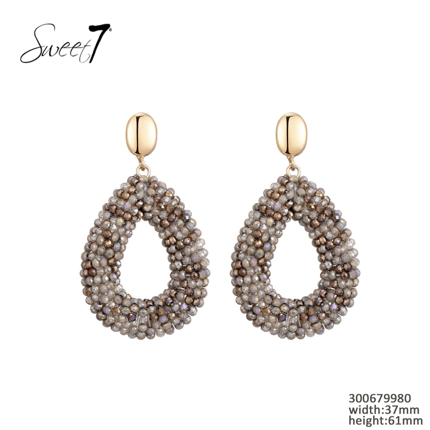 Sweet7 oorbellen- taupe/goud