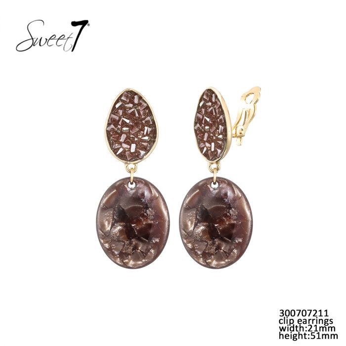 Sweet7 clip oorbellen - bruin