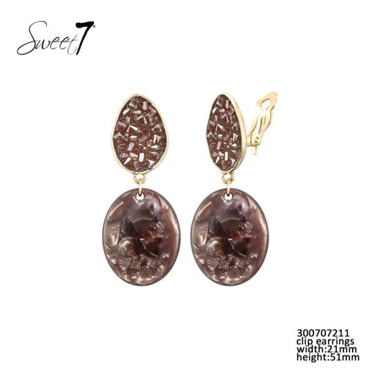 Sweet7 clip oorbellen - bruin