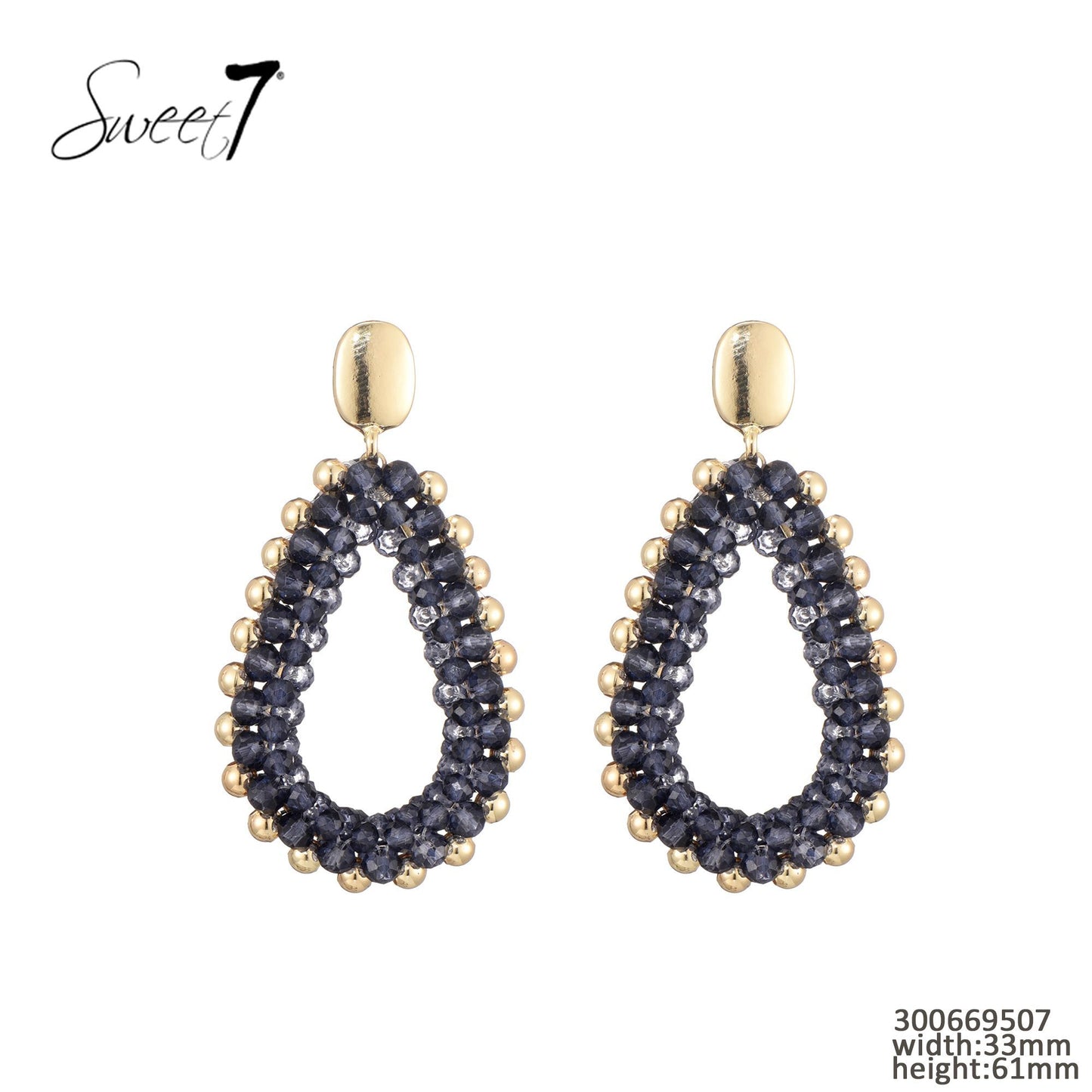 Sweet7 oorbellen blauw/goud