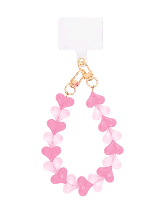 Dubbele hart telefoonkoord - roze