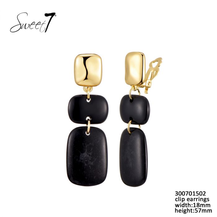 Sweet7 clip oorbellen - zwart