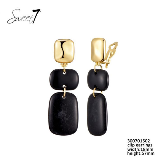 Sweet7 clip oorbellen - zwart