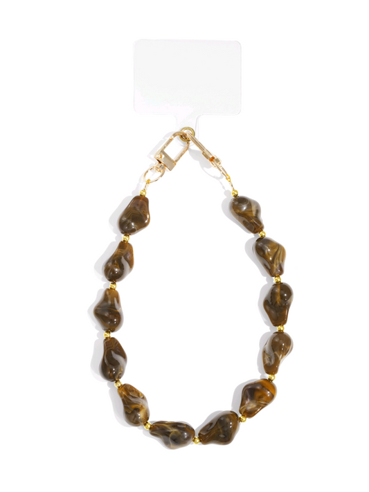 Kralen telefoonkoord - bruin