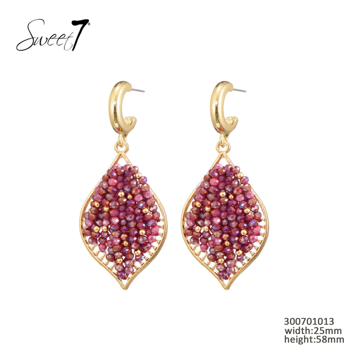 Sweet7 oorbellen - rood/goud