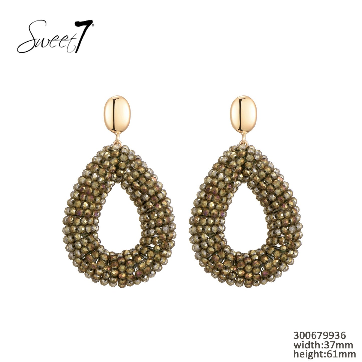 Sweet7 oorbellen - groen/goud