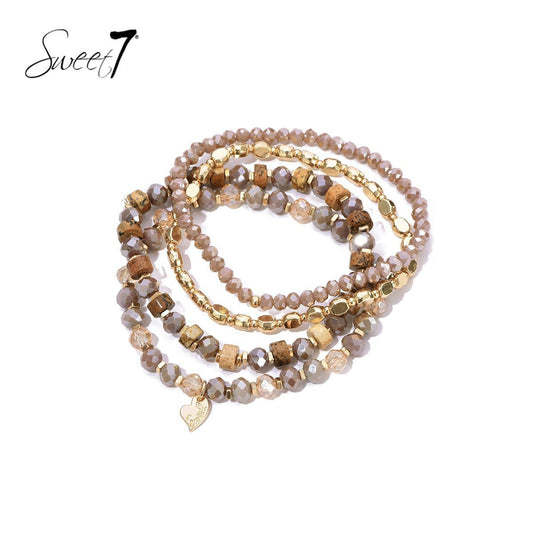 Sweet7 armbanden set bruin/goud