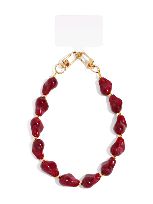 Kralen telefoonkoord - rood