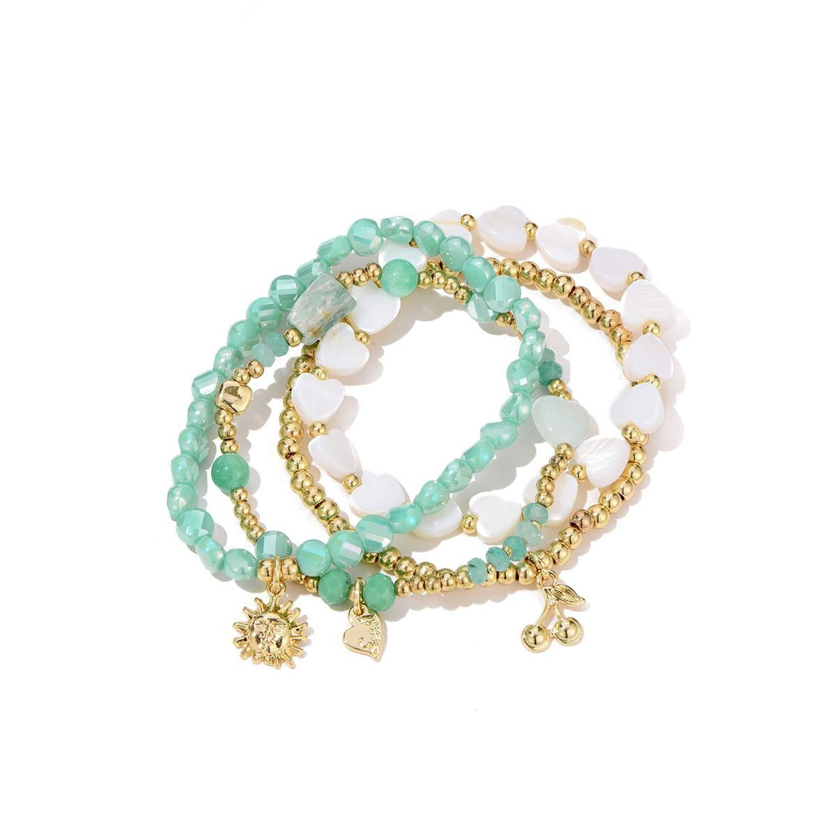 Sweet7 Armbanden set sunshine/cherry - turquoise