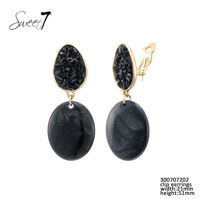 Sweet7 clip oorbellen - zwart