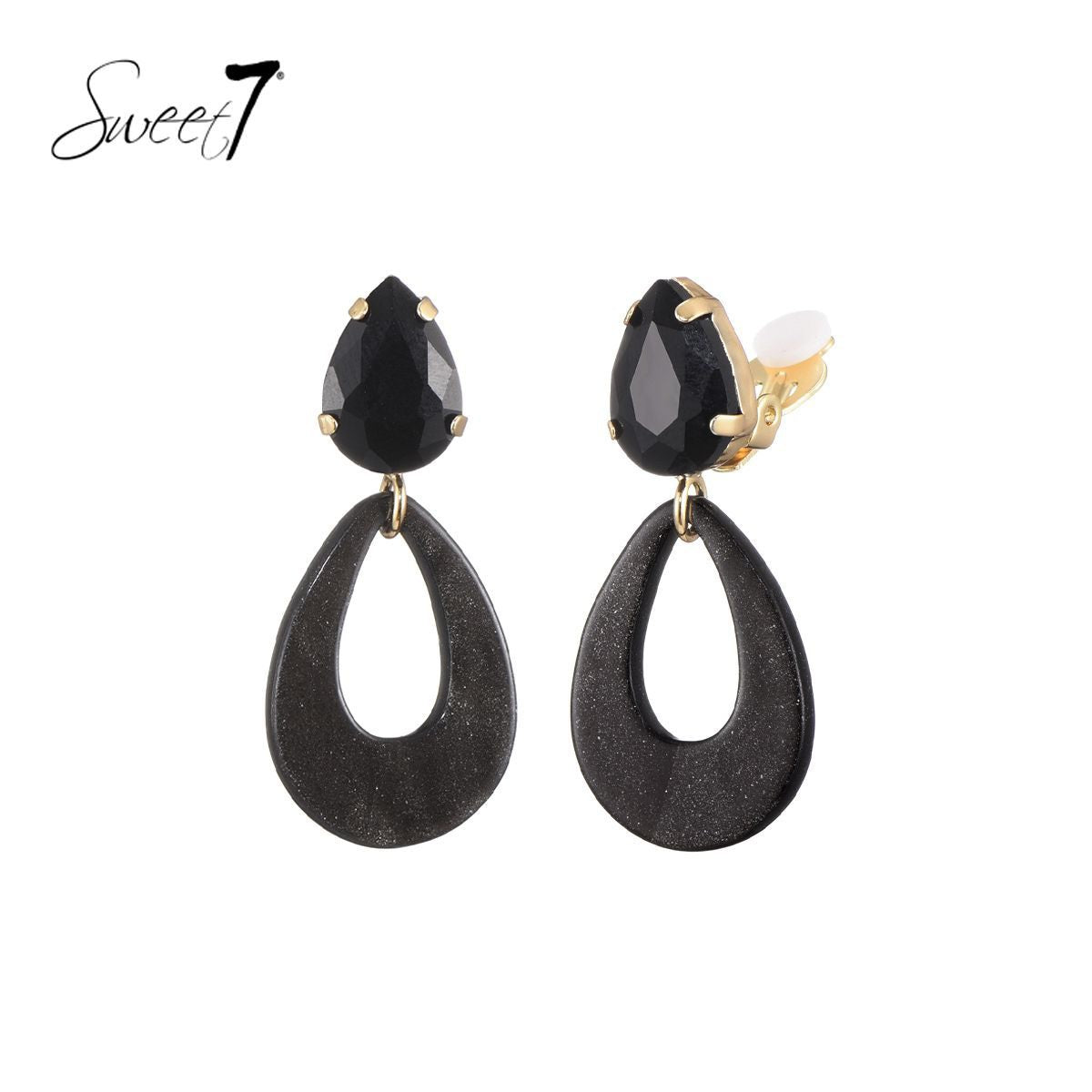 Sweet7 clip oorbellen - zwart