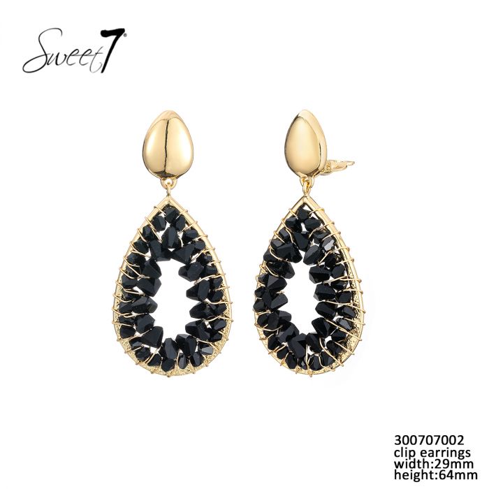 Sweet7 clip oorbellen - zwart