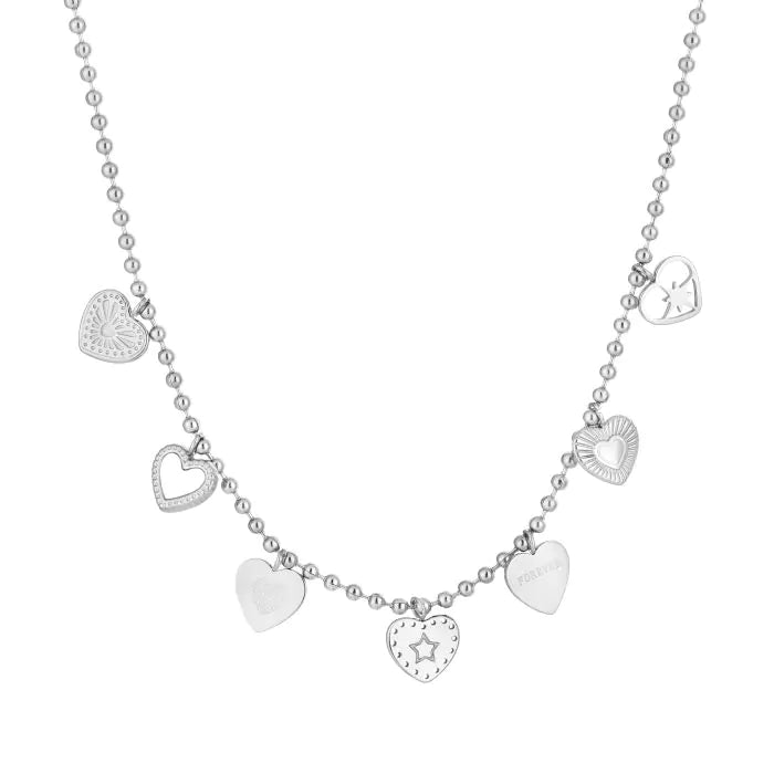 Hartjes bedels ketting - zilver