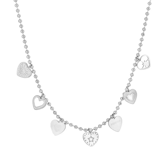 Hartjes bedels ketting - zilver